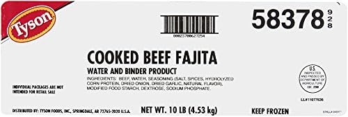 Tyson Foods Fully Cooked Beef Fajita, 5 lb, 2 per case