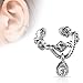 Chain with Gem Dangle Rhodium Plated Brass Non-Piercing Ear Cuff Cartilage Dangle No Pierce Earring