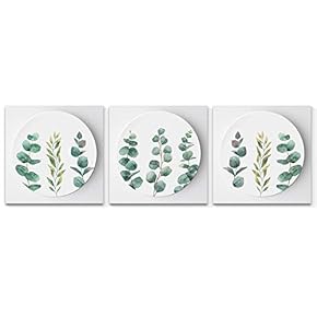 Wall26-3 Panel Canvas Wall Art- Nordic Green Plant -Giclee Painting Wall Bedroom Living Room Home Decoration - 12"x12"x3 Panels