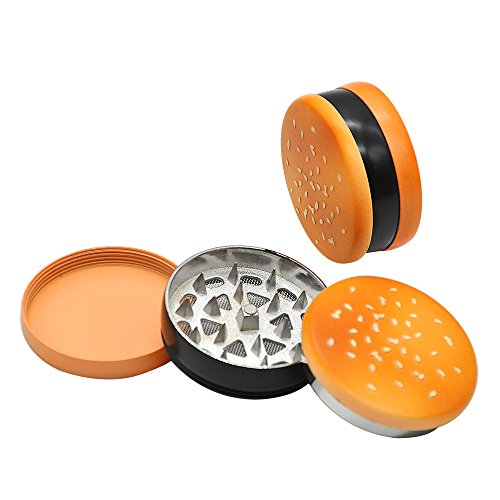 Autumn Water Hamburger Herb Grinder 3 Part 55 MM With Shark Teeth Metal Spice Herb Grinder Spice Grinder Hand Muller - Thumbnail 4