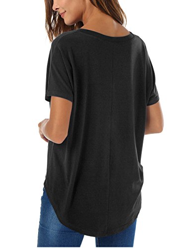 Herou Women Short Sleeve T-Shirts Crew Neck Casual Tees Black Oversized Tshirt Black XL