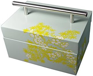 Wooden box keep safe box storage laquer box cherry bloom light green paint lift lid with stainless handle for home decor office study room dress or vanity Tall rectangle (Medium)