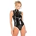 YiZYiF Sexy Women's Zipper PVC Leather Wetlook Catsuit Bodysuit Clubwear