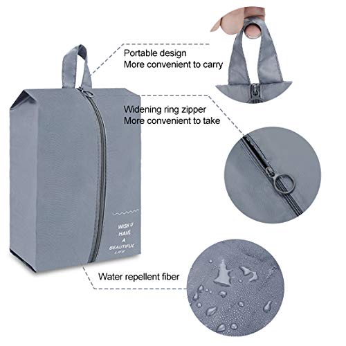 eachway Travel Shoe Bags Set of 4 Waterproof Nylon with improved Zipper for Men & Women (Light Blue,3Pack)