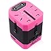 LOOP World Adapter Plug, Worldwide Travel Adapter Charger [US UK EU AU CN] w/ Dual USB Charging Ports & Universal AC Socket - Safety Fused (Pink)