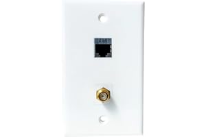 BOPLAT Single Gang CAT7 Ethernet Coax Wall Plate Female to Female Coupler - CAT 7 Network Coaxial Cover Plate for CAT8/CAT7/CAT6 and Coax Cable
