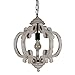 DOCHEER Farmhouse Wood Chandelier Distressed White 1-Light Round Vintage Wooden Pendant Hanging Lighting Fixtures for Dining Room, Bedroom, Kitchen Island, Foyer, Entryway