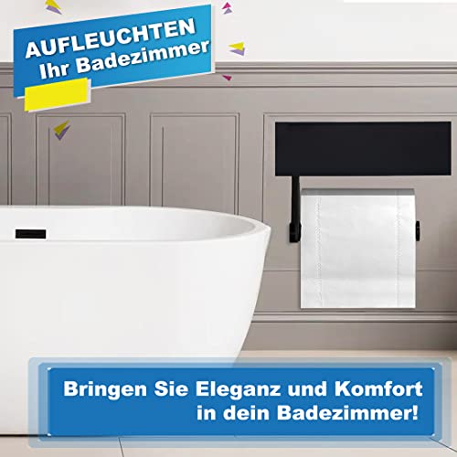 Toilettenpapierhalter Schwarz mit Feuchttücherbox,Edelstahl Klopapierhalter mit aufbewahrung, Badezimmer Set Toilettenpapierhalter,Flache Öffnung,Stil A