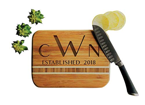 Personalized Bamboo Cutting Board, Engraved Wedding Gift w/Wooden Inlay, Customizable-Barbados