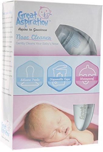 Great Aspiration Nose Cleaner - Nasal Aspirator- Battery Operated-Best Electric Nasal Aspirator with Power Suction Tip for Infants & Toddlers- Safe Nose Cleaner Mucus Extractor- BATTERIES INCLUDED