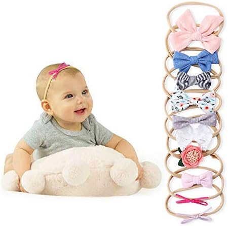CANSHOW Baby Headbands and Bows for Girls, Hair Accessories for Newborn Infant Toddler Super Soft Elastic Pink