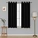 Deconovo Window Blackout Curtain Panel Grommet Thermal Insulated Room Darkening Curtain Panel for Living Room Black 52 by 63 Inch