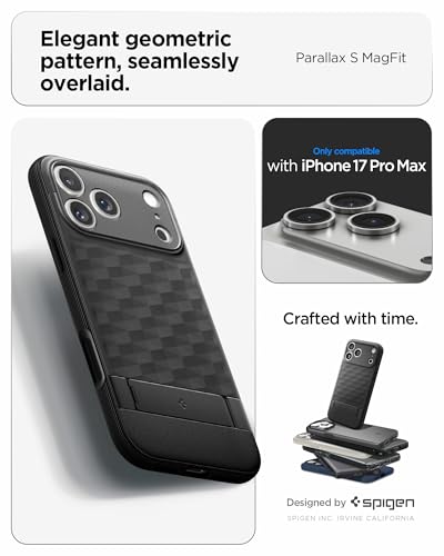 Spigen Parallax S MagFit for iPhone 17 Pro MAX case cover MagSafe compatible [Built-in Kick stand] - Matte Black