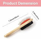 DDSHUN Wooden Double Sided Dog Brush Red – Pin & Soft Bristles view 2