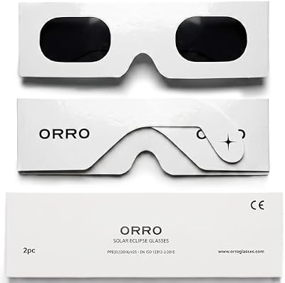 Lunettes d’éclipse solaire 45 mm, Lot de 2/6/12, Blanches, S’adaptent par-dessus les lunettes de vue, Protection oculaire certifiée, Testées EN ISO 12312-2:2015, Marquage CE - Coupe Edge