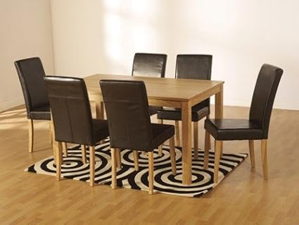 Dining Table And Leather Chair Set Kitchen Furniture Next Day Delivery Amazon Co Uk Kitchen Home