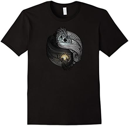 Mens The Dreaming Dragon Sun and Moon Yin Yang Dragons T-Shirt 3XL Black