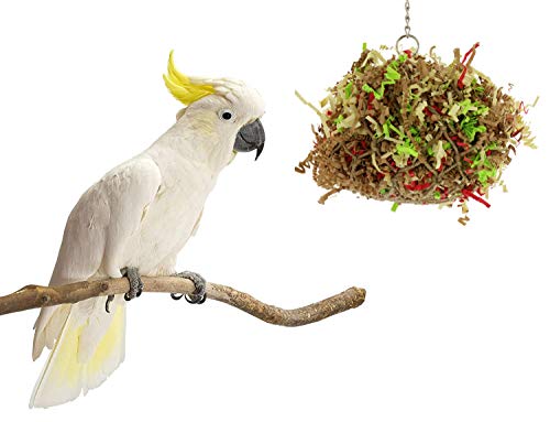 Sweet Feet and Beak Bird Toys Super Shredder Ball – Keeps Your Pet Bird Busy for Weeks Foraging for Hidden Treasures – Non-Toxic – Easy to Install – for Medium Sized Birds – 5 inch Diameter