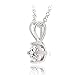 Bria Lou Silver Flashed Cubic Zirconia Round Solitaire Pendant Necklace, 4mm, 5mm, 6mm, 7mm, 8mm or 9mm