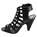 Beston CD36 Women's Peep Toe Cut Out Caged Mid Heel Sandals Half A Size Smaller