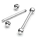 Jovivi 8pc 14G Mix-Color Stainless Steel 4MM Ball Straight Barbell Tongue Rings Bars Piercing 5/8