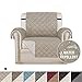 H.VERSAILTEX Reversible Quilted Chair Cover Washable Couch Covers for Dogs Water Resistant Furniture Covers with Elastic Strap Pet Chair Cover for Furniture(Armchair, Khaki/Beige)