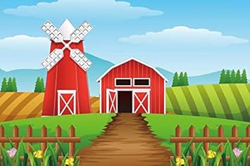 Amazon Com Yeele 5x3ft Cartoon Farm Backdrop Barn Shed Windmill