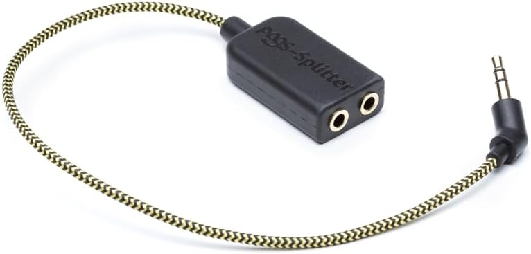 POGS 3.5mm Audio Splitter Cable Music Sharing 2 Headphones Black Fabric