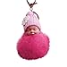 Sleeping Baby Plush Pompom Keychain,Crytech Cute Fluffy Fuzzy Slept Baby Doll Pom Pom Key Chain Handbag Pendant Charm Keyring Ring for Backpack Car Key Purse Cellphone Accessory (Watermelon Red)thumb 1
