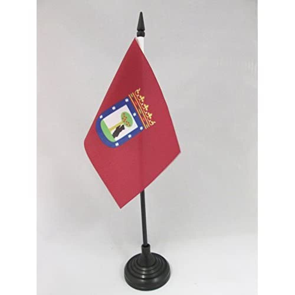 AZ FLAG - Madrid Table Flag 4'' x 6'' - Madrid Office Mini Banner 100% Polyester 15 x 10 cm - Mini Desk Flag with 10'' Pole and Black Plastic Base