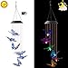 SUMERSHA Butterfly Wind Chime, Color Changing LED Solar Mobile Butterfly Wind Chimes Hanging Outdoor Solar Lights for Home Party Yard Garden Night Decoration