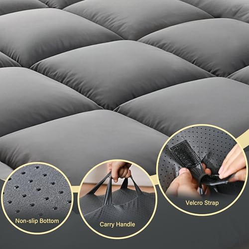 DOWNSTORIA Japanese Floor Mattress, Foldable Futon Mattress Tatami Mat with Handles, Portable Roll Up Tatami Sleeping Mat, Guest & Camping Floor Bed for Adults, Twin Size, Grey(39x80)
