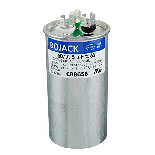 BOJACK 60+7.5 uF 60/7.5 MFD ±6% 370/440 V AC CBB65 Dual Run Circular Start Capacitor for AC Motor Run or Fan Start or Condenser Straight Cool or Heat Pump Air Conditioner: Industrial & Scientific