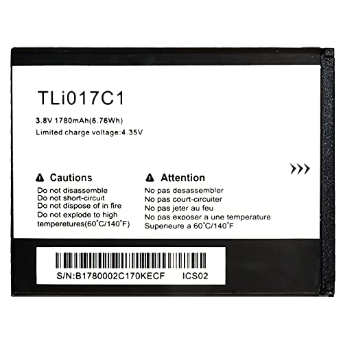 TLi017C1 Replacement Battery for Alcatel GreatCall Jitterbug Flip Phone, Ideal 4060A (AT&T), Streak 4060O (Cricket)