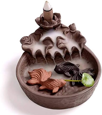 Spie 2 Lucky Fishes Backflow Incense Burner Cone Incense Censer Ceramic Aroma Burner Home Decoration Buddha Incense Burner