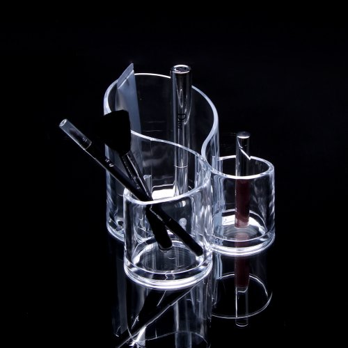 PartyWoo Top Quality Large Wavy Acrylic Makeup Brush and Cosmetic Holder, 1.4 Pound