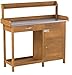 Convenience Concepts Deluxe 1 Drawer Potting Bench with Storage Cabinet and Shelves, Light Oak