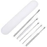 Anpro 5pcs Ear Pick Stainless Steel Ear Curette Earwax Pick Removal Ear Cleaning Kits with Storage Box