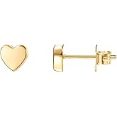 PAVOI 14K Gold Plated 925 Sterling Silver Bar, Dot, Heart, Triangle, Star, Cat | Dainty Earrings for Women - Valentines Day Trendy Jewelry