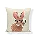 PSDWETS Easter Rabbit Home Decor Pillow Covers Set of 4 Cotton Linen Cute Bunny Throw Pillow Case Cushion Cover 18 X 18