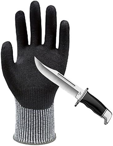 Hanhelp Coat Cut Resistant Gloves, Level 5 Cut Puncture Protection Non-Slip Dexterity Safety Gloves, Grip Durable Comfortable Gardening Construction Automotive Fishing Multipurpose Work Medium(1 Pack)