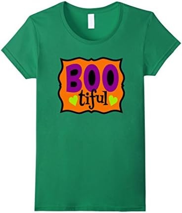 Womens Funny Halloween Shirt Boo Tiful Beautiful Girl Kids Daughter XL Kelly Green