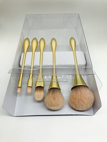 YoTruth 5 pcs Premium Comestic Brushes set Foundation Blending Blush Eyeliner Face Powder Brush Soft Comfortable Skin-friendly Gloden