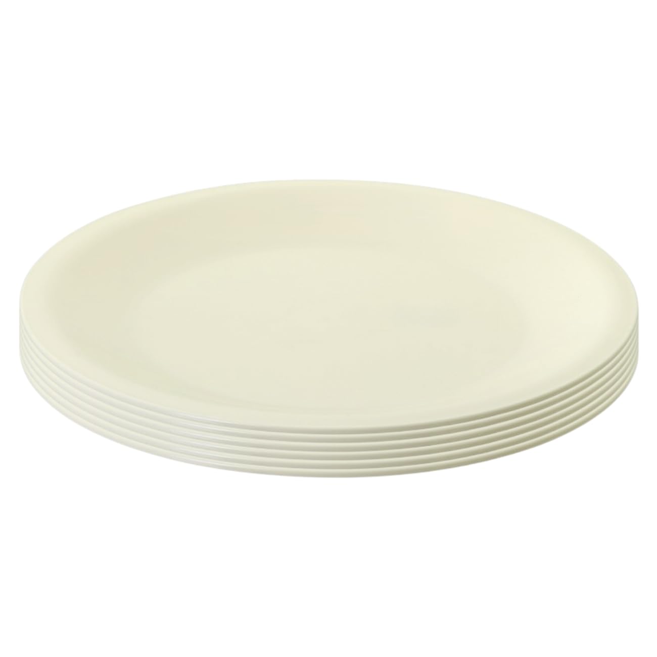 Engelland 6 x Beige Plastic Flat Plates BPA Free Side Dishes Plates Picnic Garden BBQ Accessories Microwave Dishwasher Safe