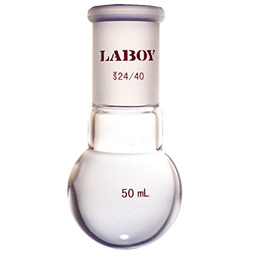 Laboy HMF010309 Glass Single Neck Round Bottom Boiling Flask 50 mL with 24/40 Joint