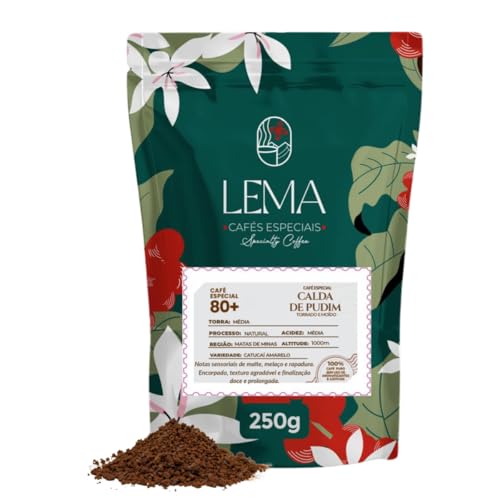 Lema Café Especial | Calda de Pudim | Café Moído | 100% Arábica | 80+ Pontos | Torra Média | Notas de Caramelo, Rapadura, Frutas Cítricas e Chocolate | 250g