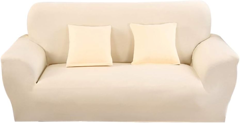 HOTNIU 1-Piece Stretch Sofa Couch Covers Universal Fitted Sofa Arm-chair Slipcover Love Seat Furniture Protector (2 Seater,Beige)