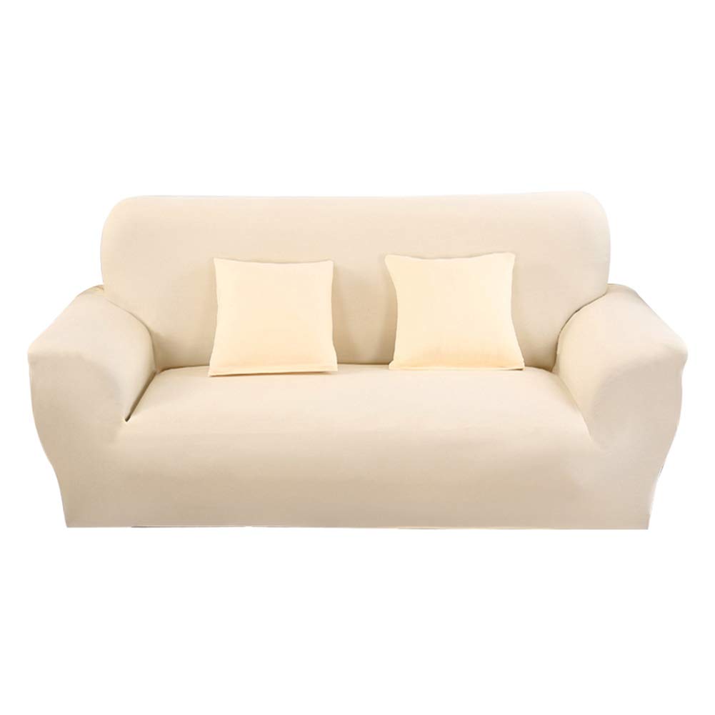 HOTNIU 1-Piece Stretch Sofa Couch Covers Universal Fitted Sofa Arm-chair Slipcover Love Seat Furniture Protector (4 Seater,Beige)
