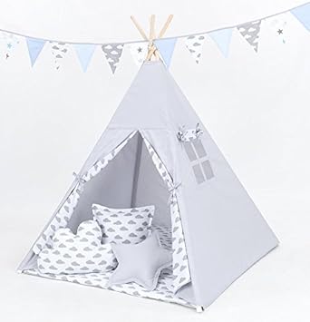 Solenzo Tipi Enfant Nuages Complet Pour Chambre De Garcon Ou Fille Amazon Fr Jeux Et Jouets