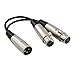 Yeung Qee XLR Splitter Cable 1 ft, 3 Pin XLR Male to Dual XLR Female Mic Combiner Y Cord Balanced Microphone Adaptor Patch Cable
